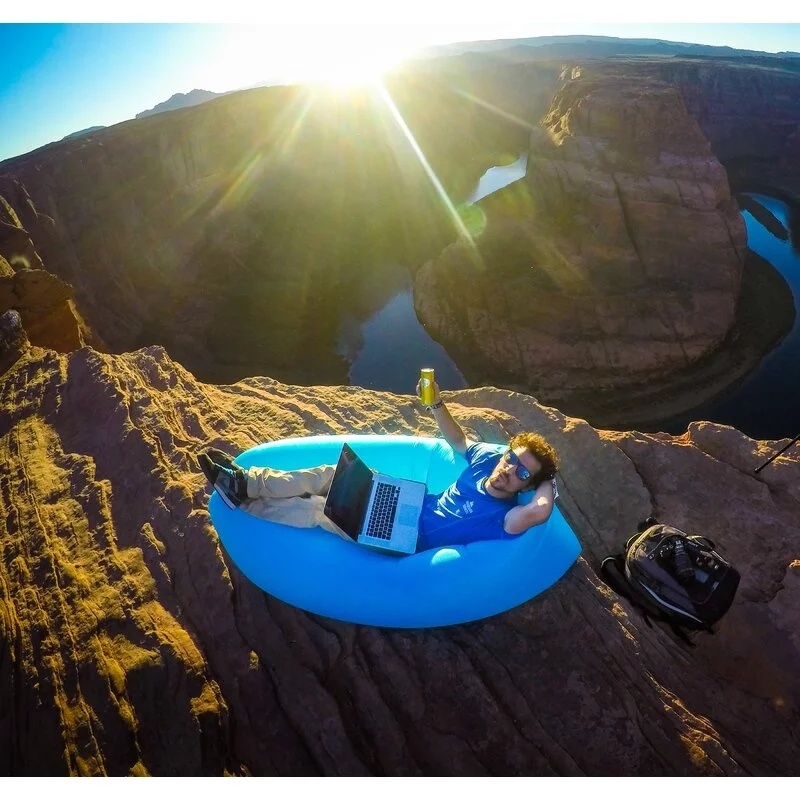 Suntour Custom Logo Inflatable Beach Chair with Pocket and Loop
