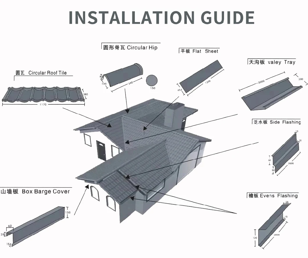 Stone Coated Roofing Metal Tile Construction Building Lightweight Roofing Materials Color Roof Price Philippines Roofing Materials