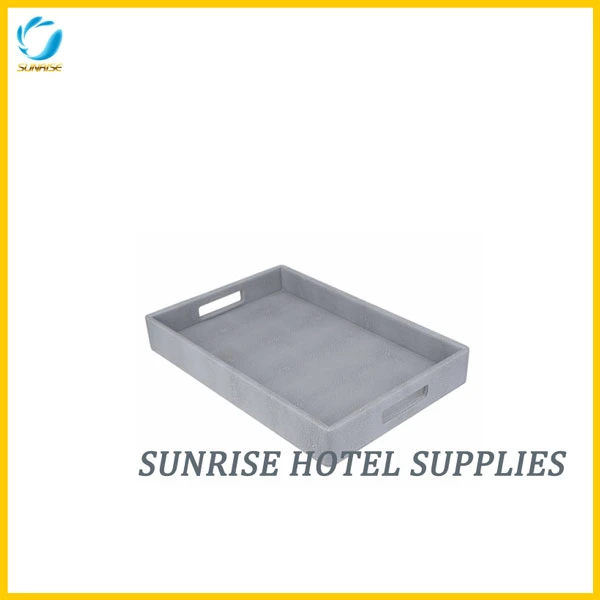 Hotel Grey Matt Leather Welcome Tray Service Tray