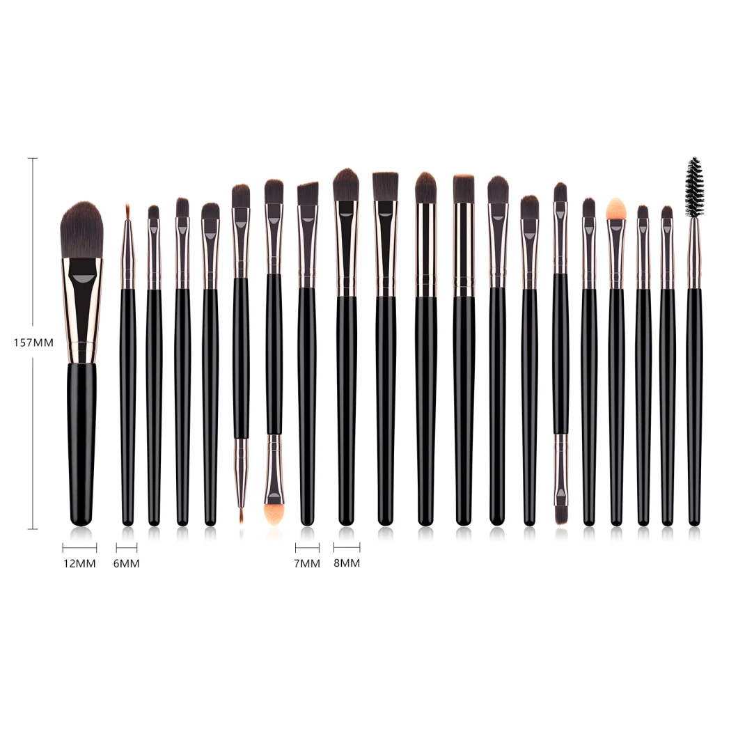 Private Label Brush 20 PCS Foundation Eyeshadow Eyeliner Black Makeup Brush