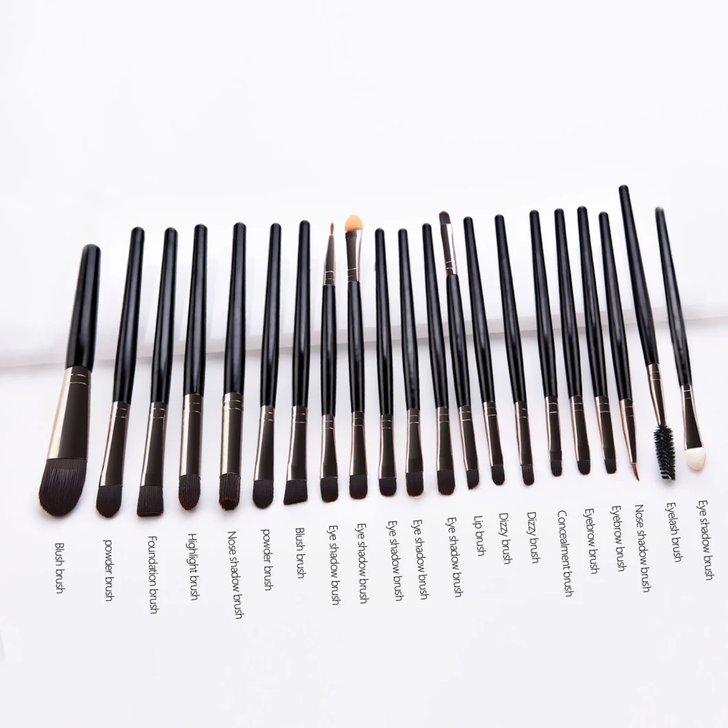 Private Label Brush 20 PCS Foundation Eyeshadow Eyeliner Black Makeup Brush