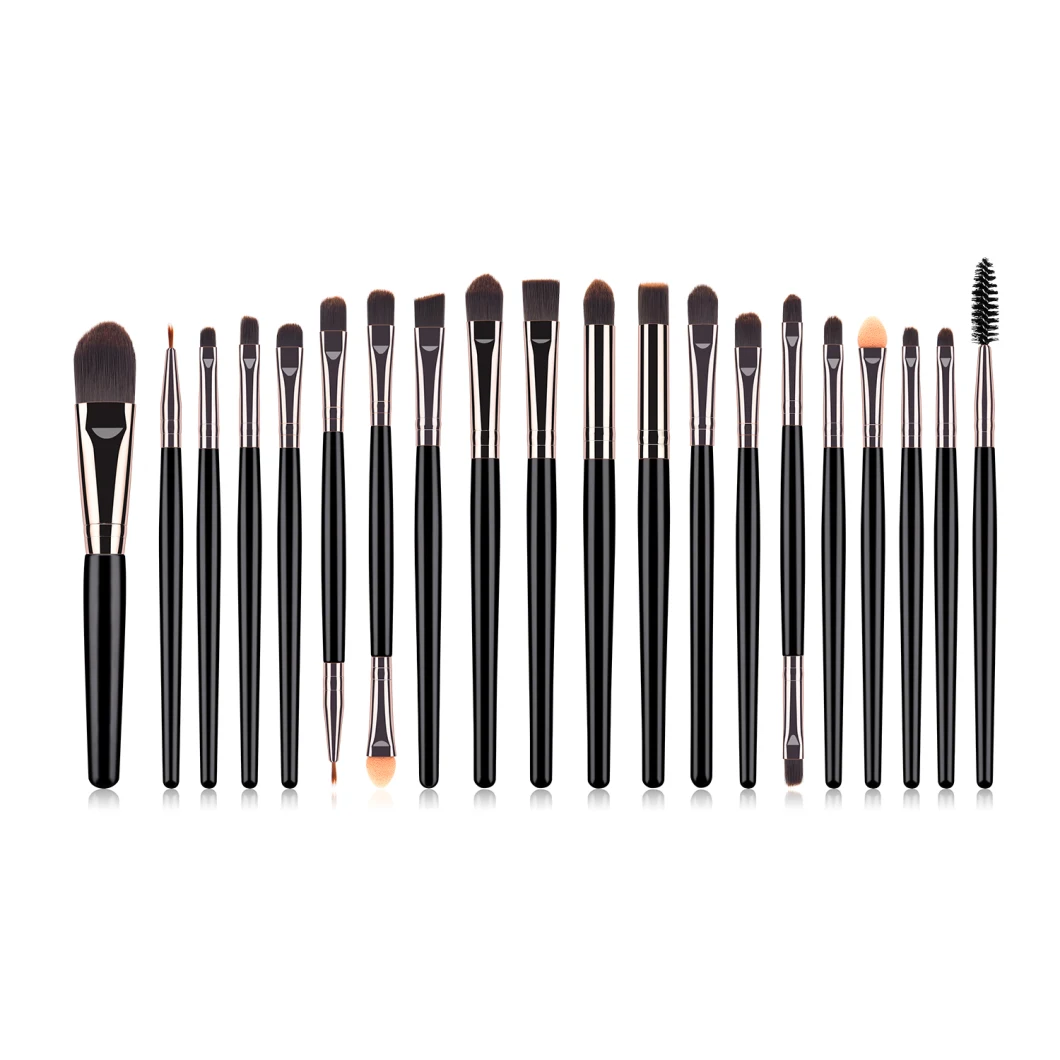 Private Label Brush 20 PCS Foundation Eyeshadow Eyeliner Black Makeup Brush