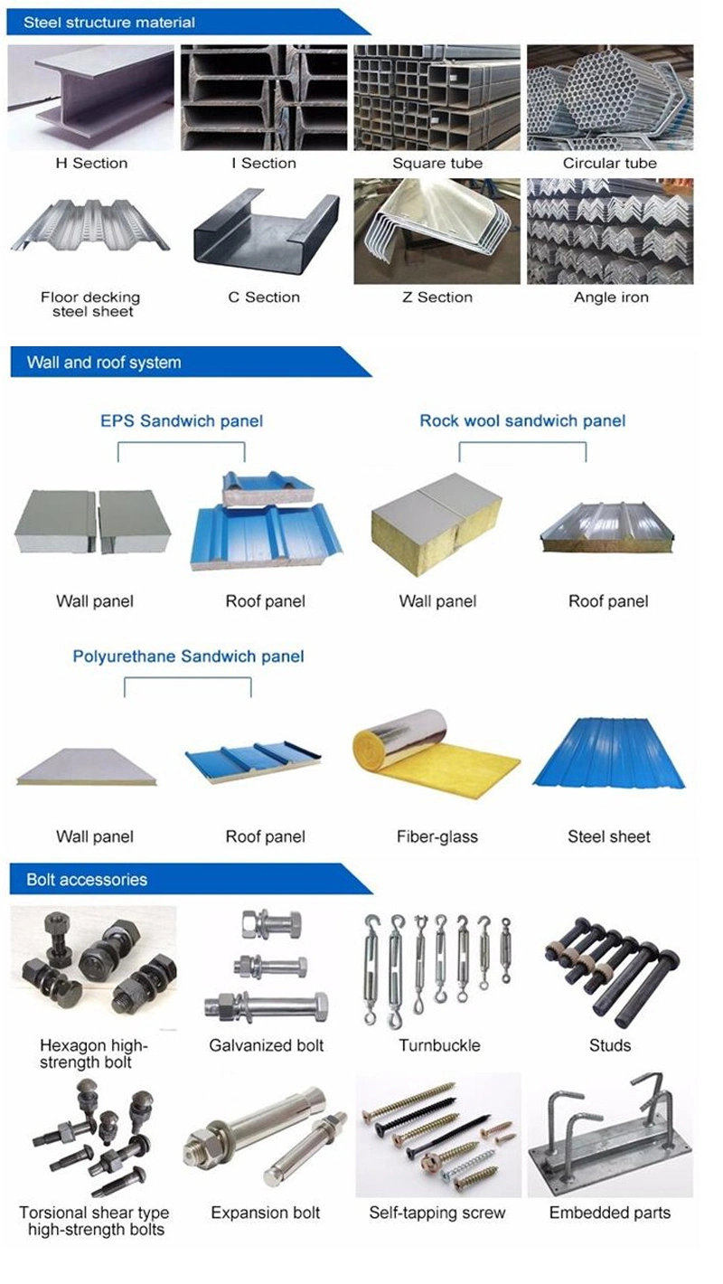 Composite Steel Structure Prefabricated Steel Warehouse / Workshop with Ce