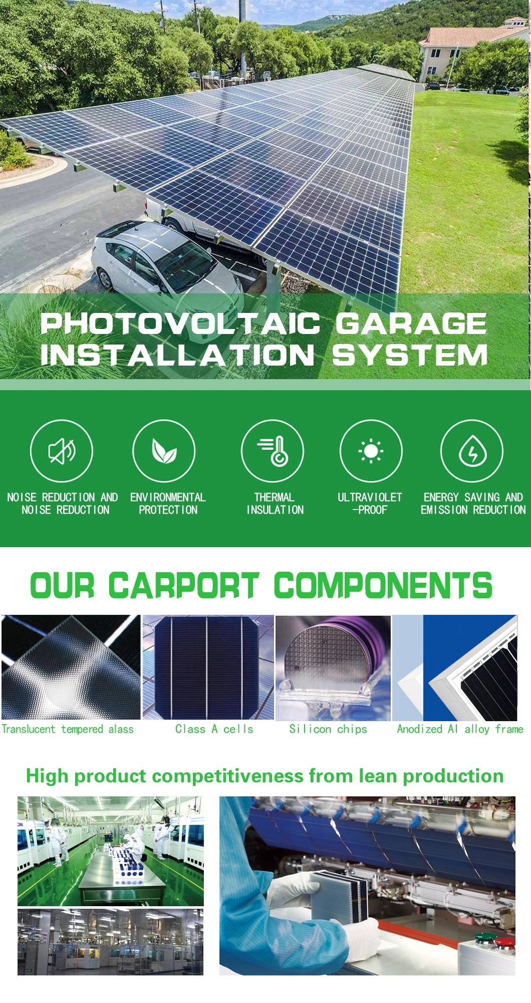 Mount Aluminum Structures Waterproof Photovoltaic Lot Car Parking Solar Carport Structures