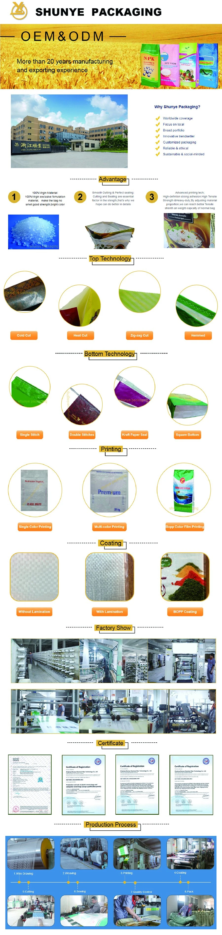 Polypropylene Bags Cement Sand Flour Rice Packing Woven Bag