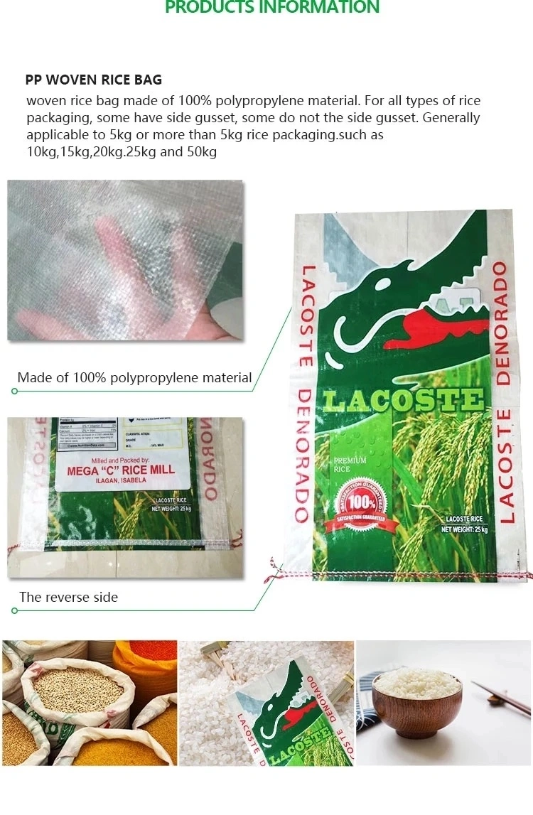 10kg 25kg 40kg 50kg Packaging Bag PP Bag PP Sacks PP Woven Rice Bag