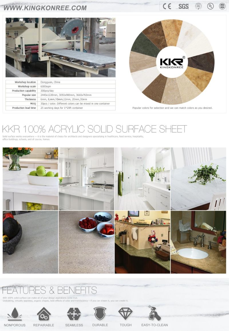 Building Material Artificial Marble Acrylic Stone Solid Surface Sand Blasted Surface Vanity Top