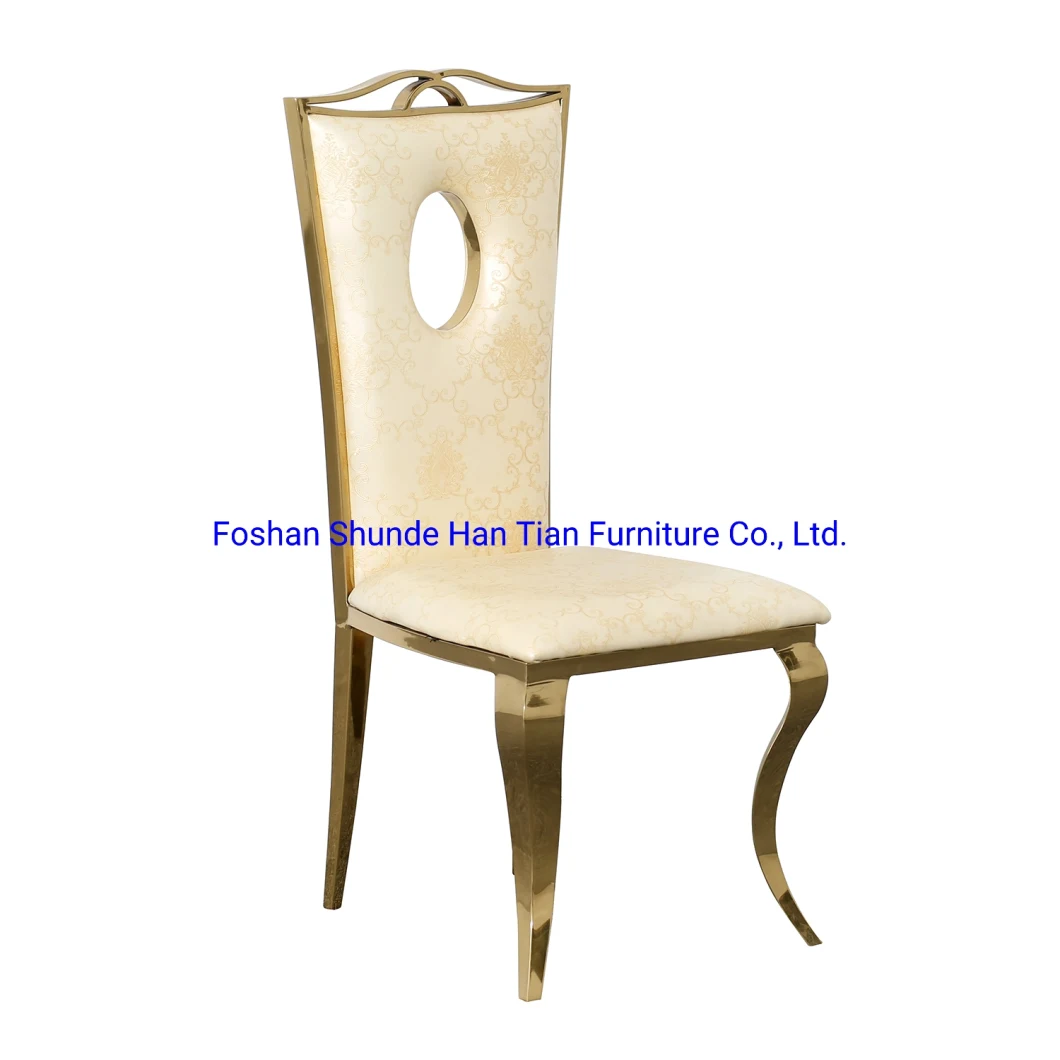 French Egg Hollow Backrest    201 Stainless Steel Pattern Back Auditorium Chairs PU Dinner Chair