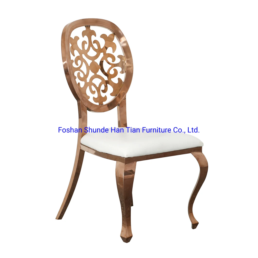 French Egg Hollow Backrest    201 Stainless Steel Pattern Back Auditorium Chairs PU Dinner Chair