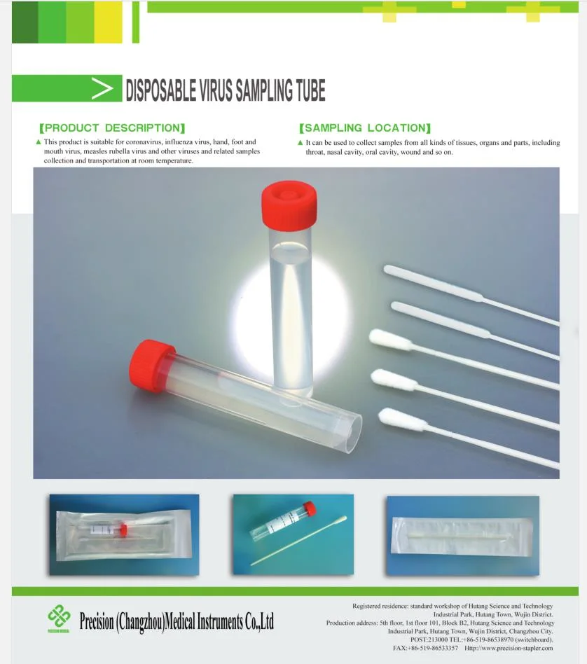 Factory Direct Virus Specimen Sampling Test Swab Tube Collection Universal Viral Transport Media Virus Sampling Tube