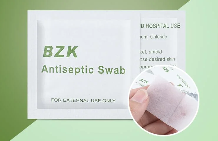 Bzk Antiseptic Swab 3*6cm/6*6cm Used for Eyeglasses, Mobile Phones, Cameras, Digital Screens 