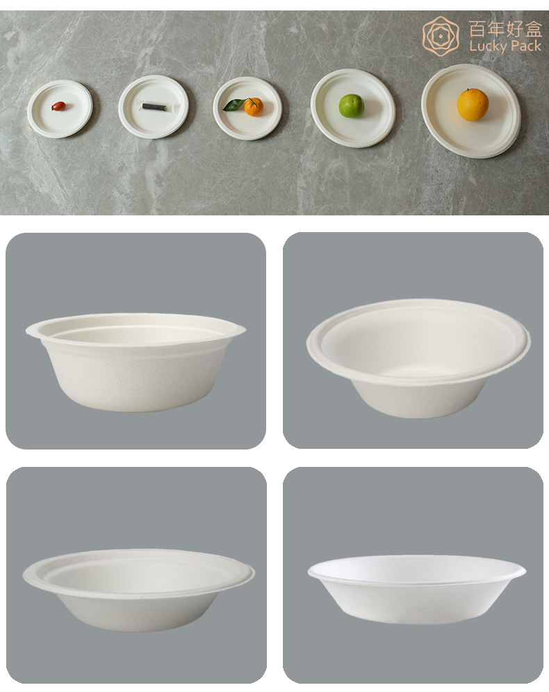 Eco-Friendly Disposable Natural Sugarcane  Bagasse  Pulp Paper  Bowl  Round  Bowl