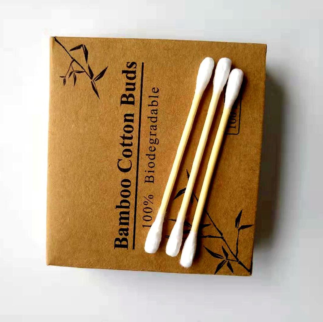 Bamboo Cotton Buds Eco-Friendly Cotton Ear Buds Swabs with Bamboo Handle Recyclable and Biodegradable Cotton Swabs for Makeup Cleaning Ear Cleaning and Wound Cl