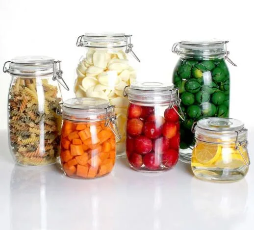 Glass Storage Jar/Bottle/Glassware/Honey / Preserving Jar/ Mason Jar with Clip/Clamp Hinged Lid