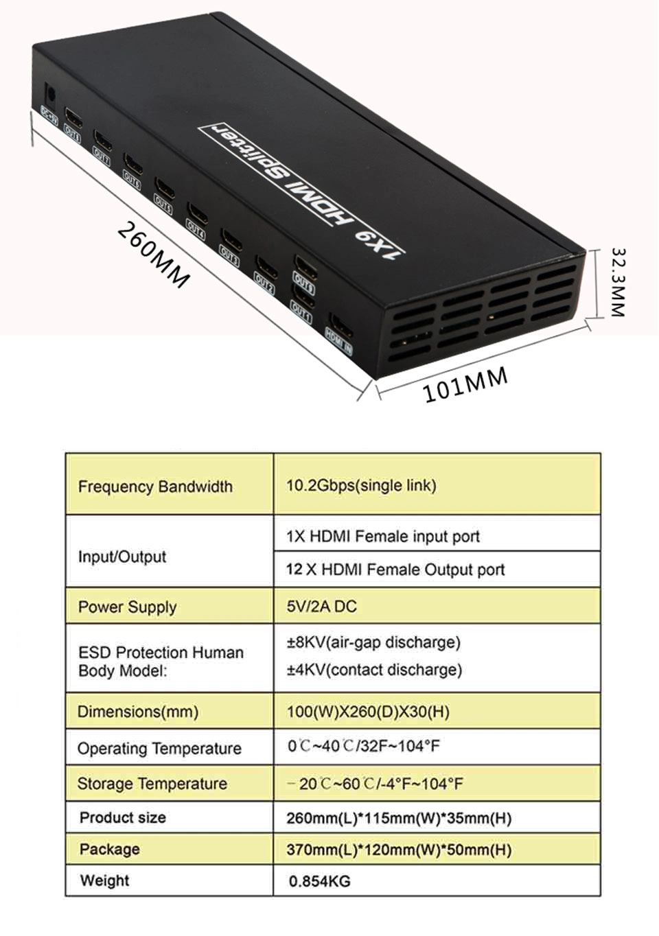 4K HDMI Splitter 1X12 Video HDMI 1 in 12 out