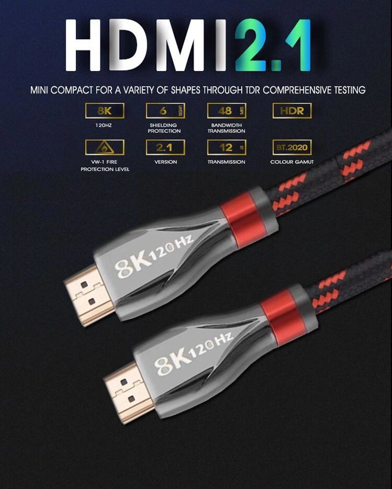 HDMI Cable 2.1 Gold Plated High Speed Logo HDMI 2.1 Short Cables 8K