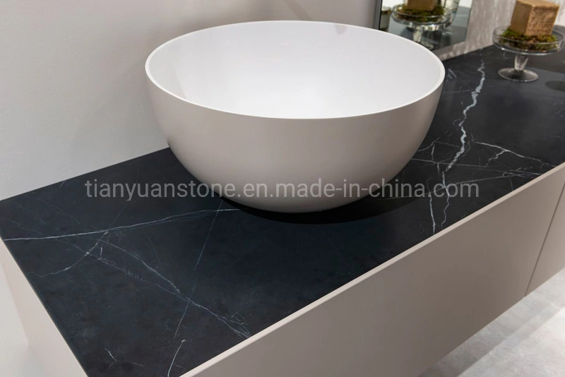 Honed Black Stone Nero Marquina Black Marble for Flooring Tiles