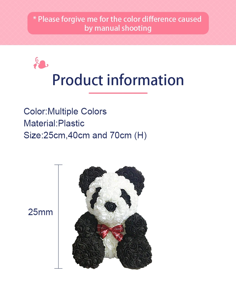 Fashion 40cm PE Panda Decoration Valentine Girlfriend Anniversary Gift Rose Flower Panda