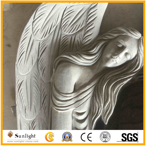 Black White Angel Headstones Granite Marble Angel Heart Black Granite Stone Headstone for Tombstone/Monument/Gravestone