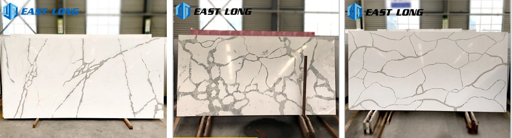 3200*1600mm Calacatta Quartz Stone Countertops for Kitchentops/Engineered Stones with Marble Vein (SGS/CE)