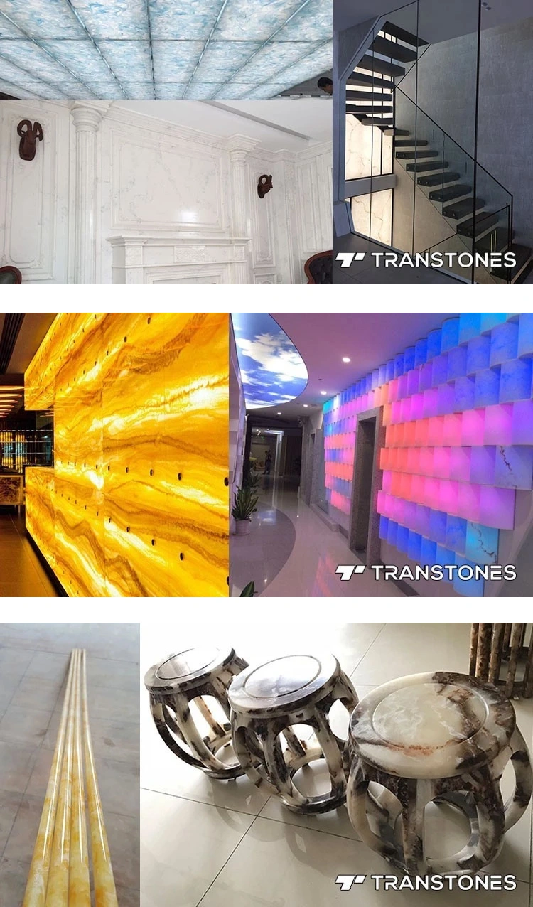 Customized Polished Onyx Stone Translucent Continuous Veins Alabaster Wall Panel