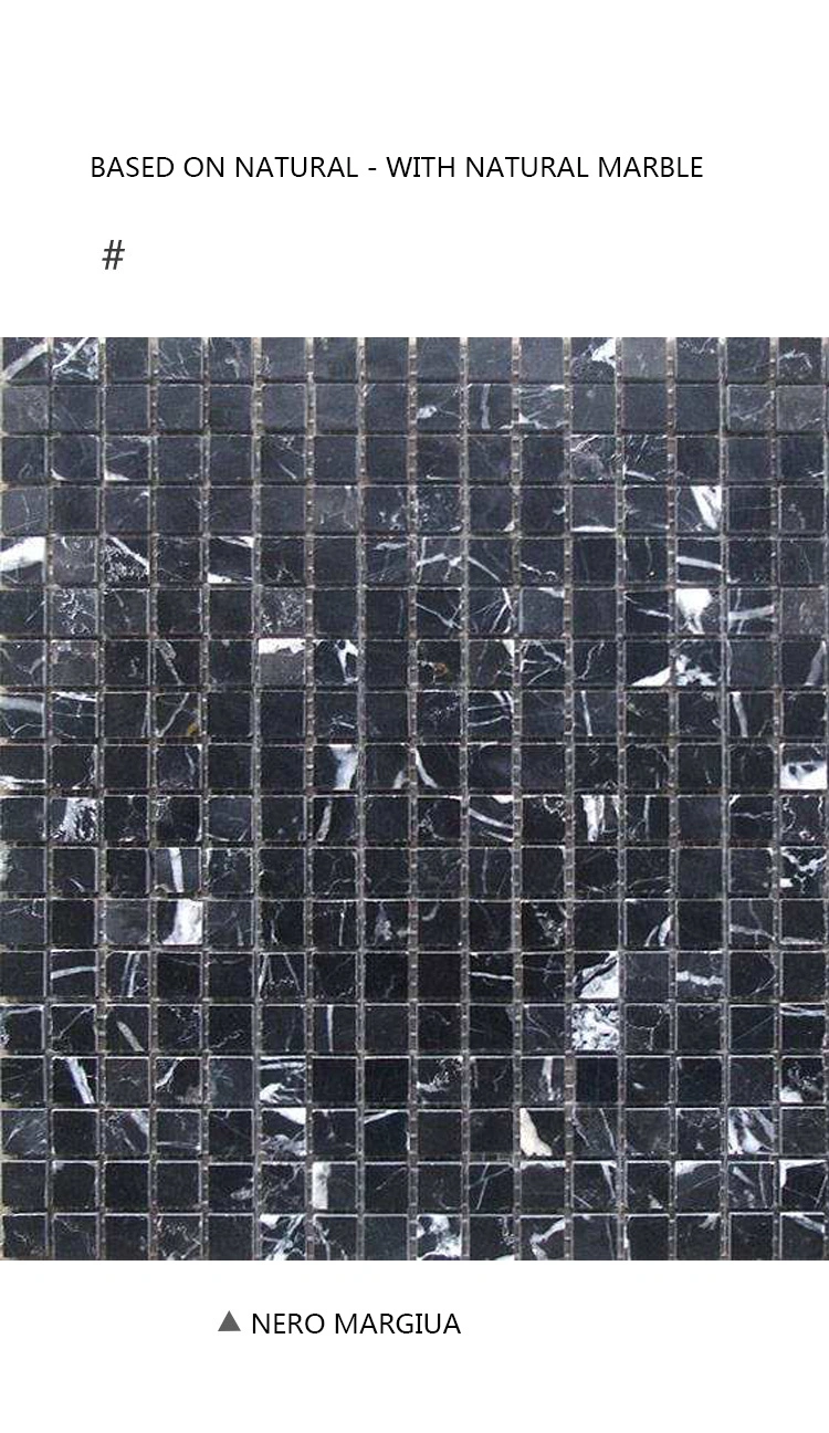 Black Marble Nero Margiua Marble Mosaic Tile Hexagon Mosaic Marble Mosaic 24X24 Tiles