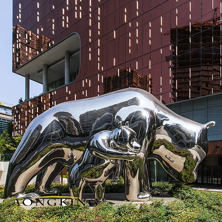 Public Popular Stainless Steel Panda and Baby Panda Stainless Steel Sculpture