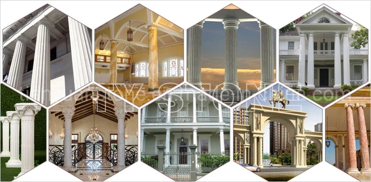 China Black Marble Column Pillar Design for Interior Indoor Marble Column