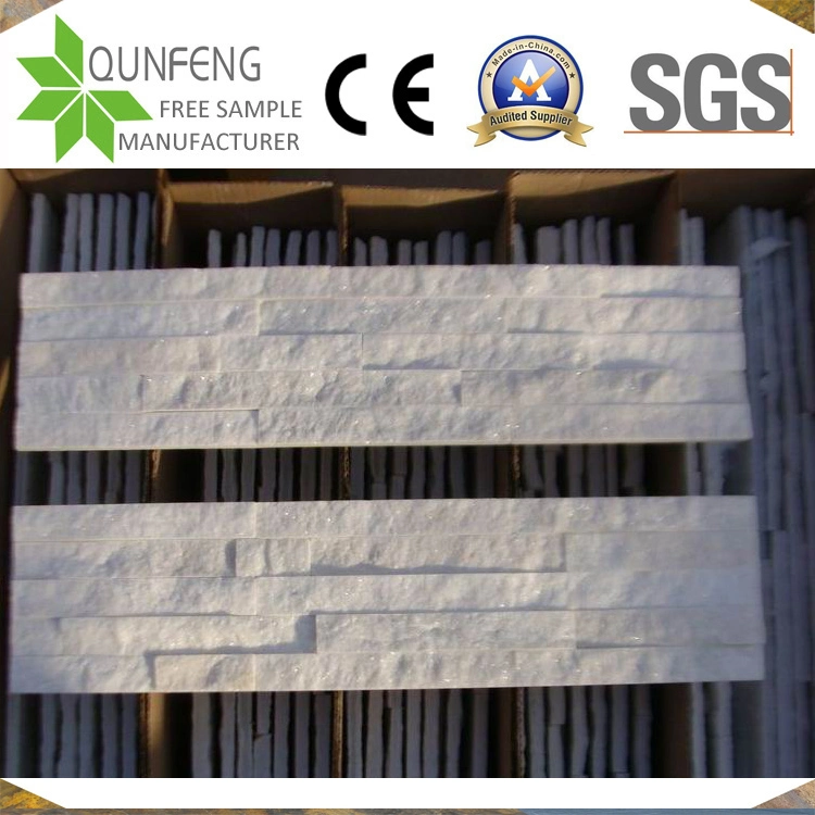 15*60cm Natural Split Face White Culture Stone Quartzite Wall Covering