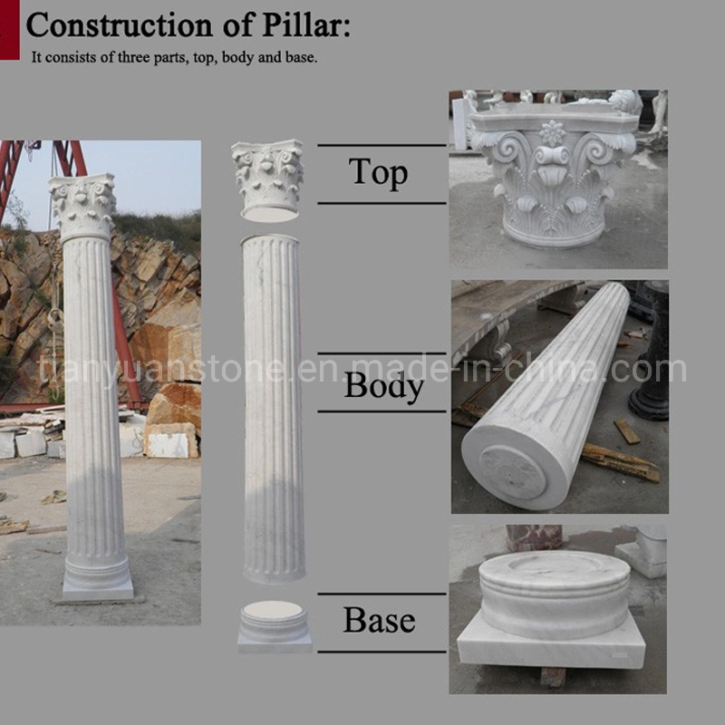 China Black Marble Column Pillar Design for Interior Indoor Marble Column