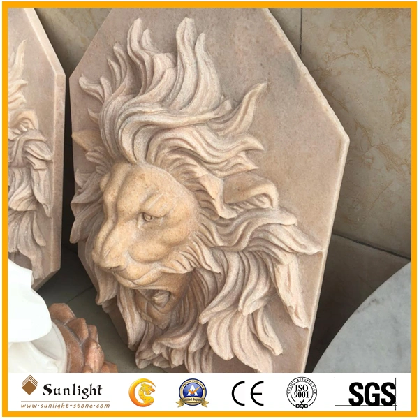 Marble Statue, Stone Animal Carving, Pink Marble Lion Carving with CNC Machine