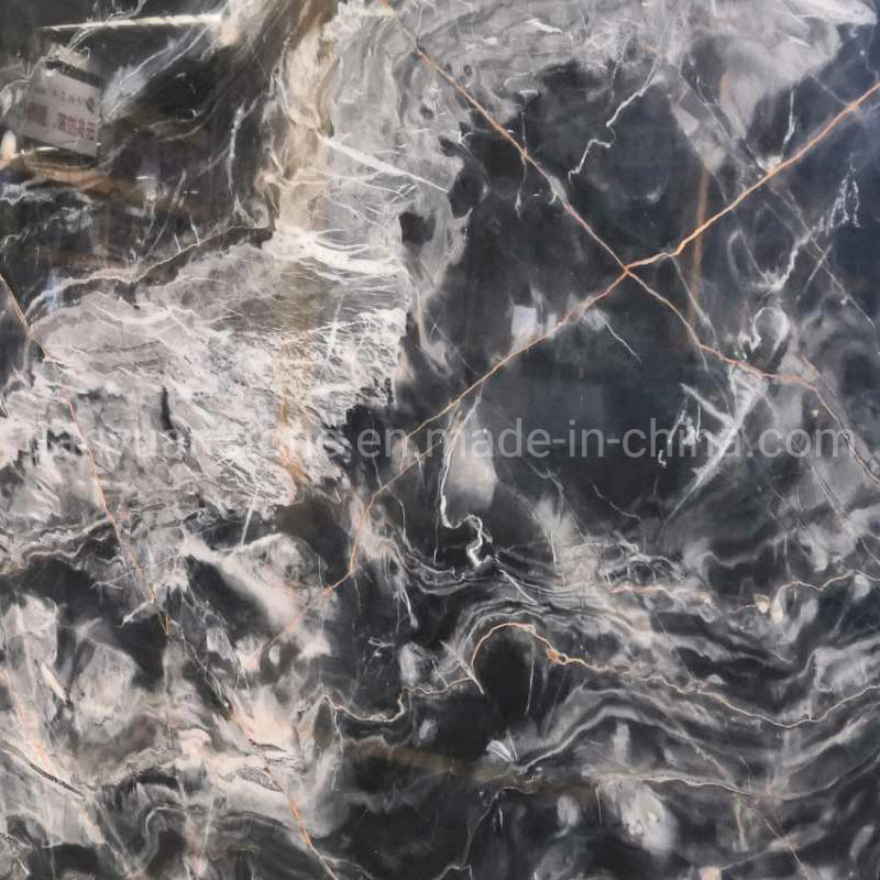 Black Gold Marble Tile with Gold Vein for Interior Design