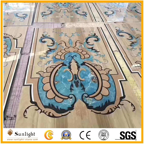 High Quality Yellow/White/Black Oracle Marble Waterjet Medallion for Flooring Decoration