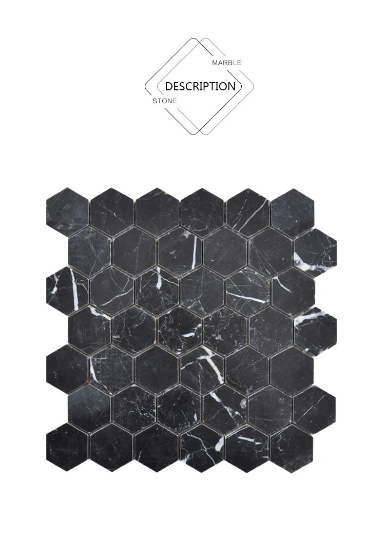 Black Marble Nero Margiua Marble Mosaic Tile Hexagon Mosaic Marble Mosaic 24X24 Tiles