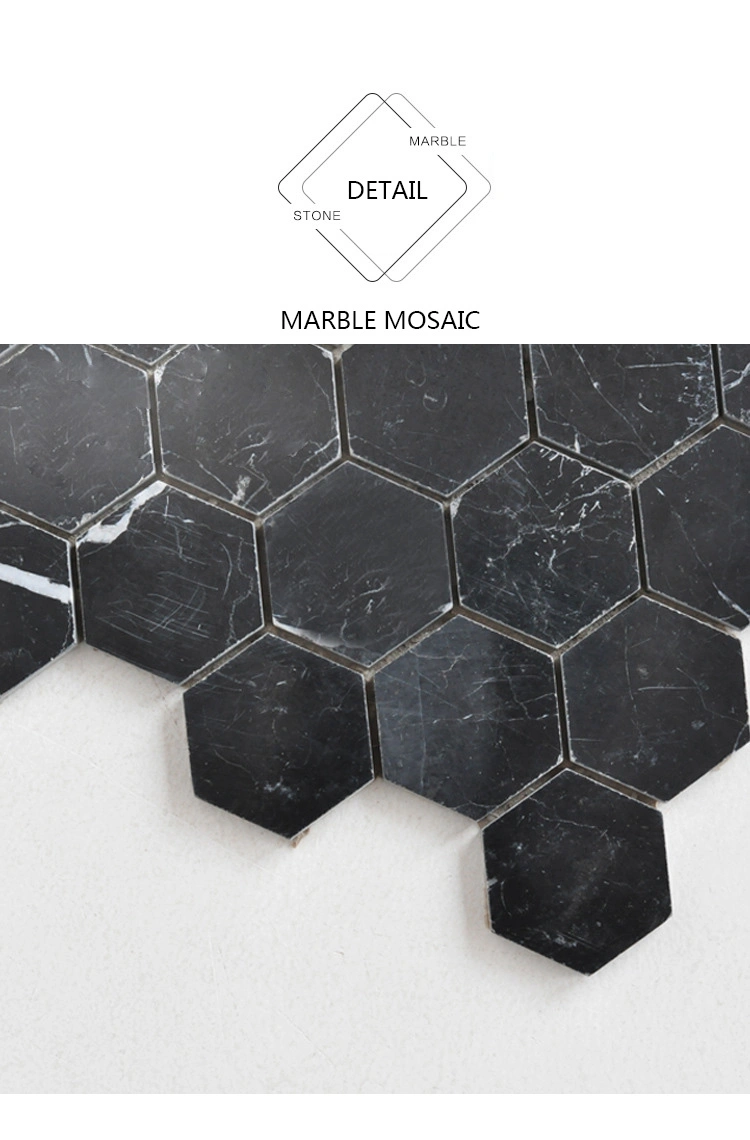 Black Marble Nero Margiua Marble Mosaic Tile Hexagon Mosaic Marble Mosaic 24X24 Tiles