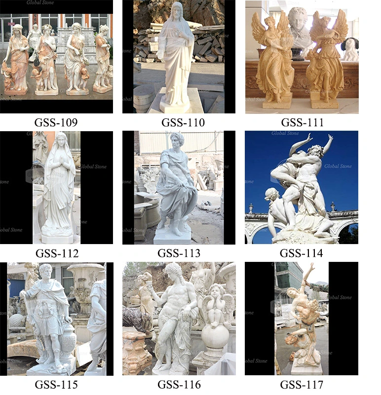 White Carrara Marble Stone Statue Four Season Gold Sculptures