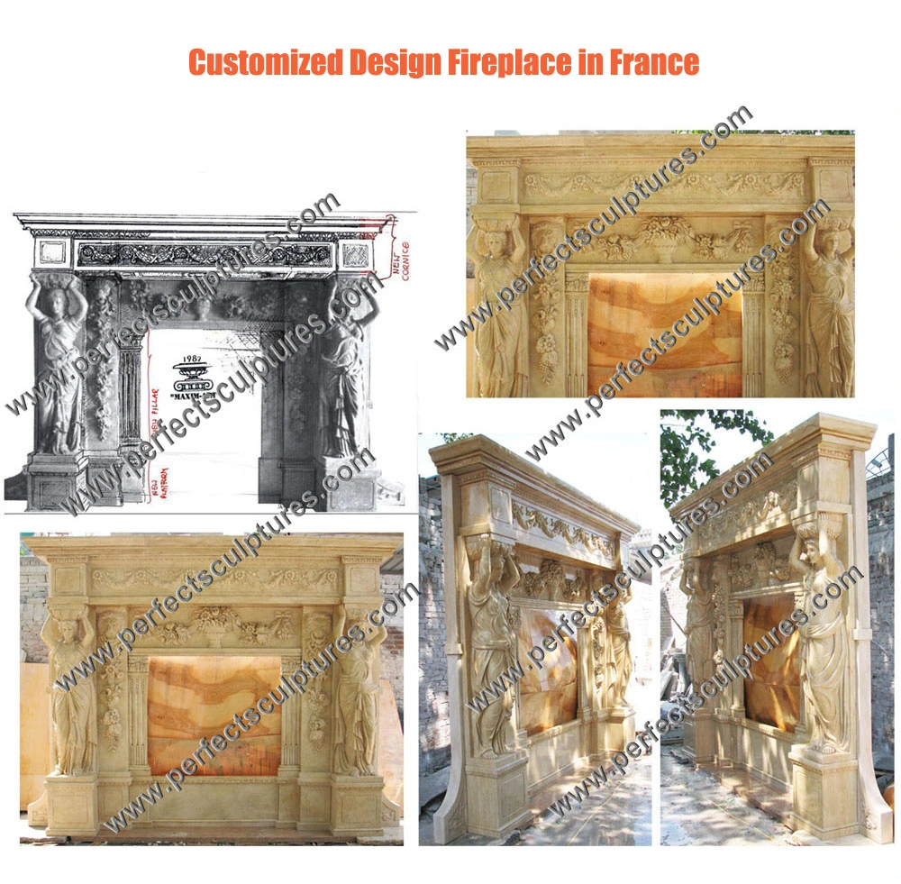 Elegant White Marble Fireplace with Heavily Carved Floral Pattern (QY-LS382)