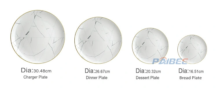 White Marble Pattern Charger Dinner Plates Ceramic Plates Dishes for Restaurant Wedding Events