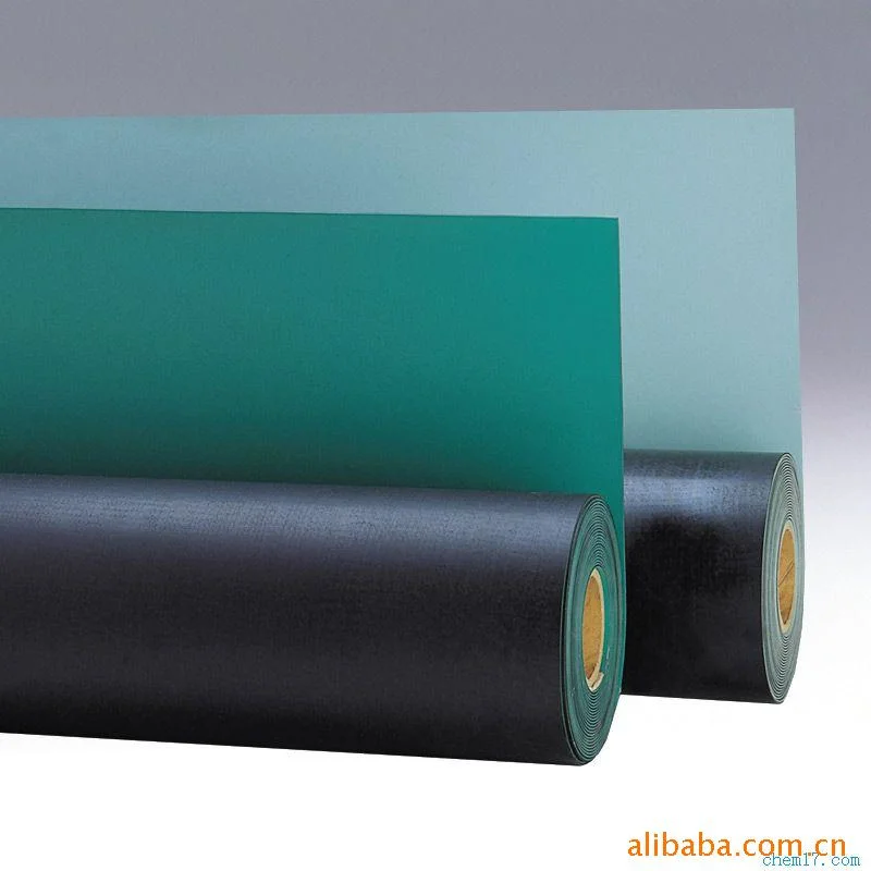 Antistatic Rubber Sheet, ESD Rubber Sheet with Green/Black, Blue/Black, Grey/Black, Black/Black