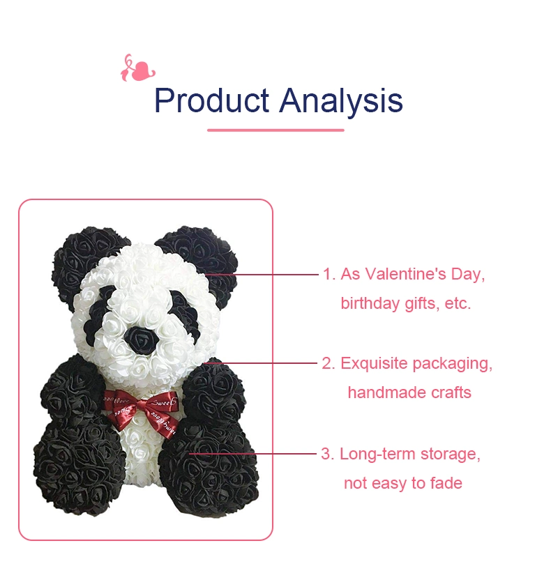 Fashion 40cm PE Panda Decoration Valentine Girlfriend Anniversary Gift Rose Flower Panda