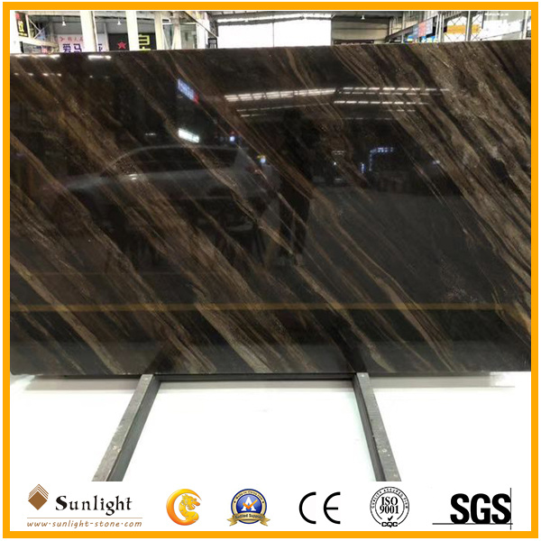 Popular Gold Veins Elegant Quicksand Brown Marble Slabs for Tiles, Countertops