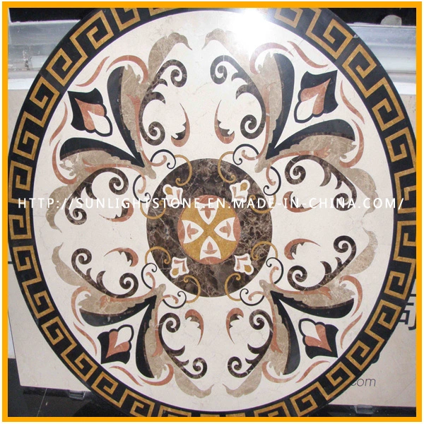 High Quality Yellow/White/Black Oracle Marble Waterjet Medallion for Flooring Decoration