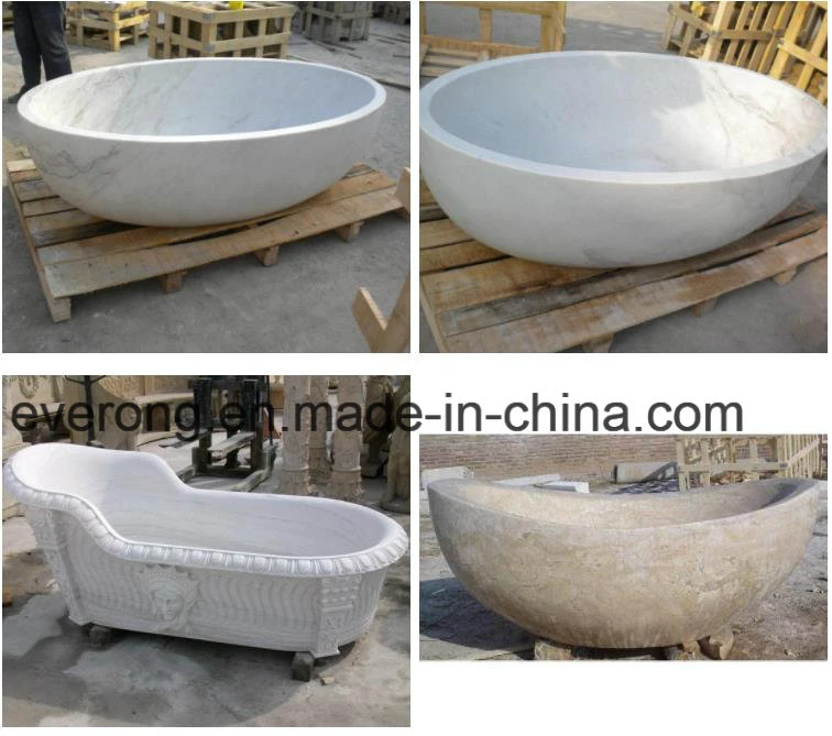 Elegant Bianco Carrara White Marble/Stone Bathtub for Modern Guest Bathroom