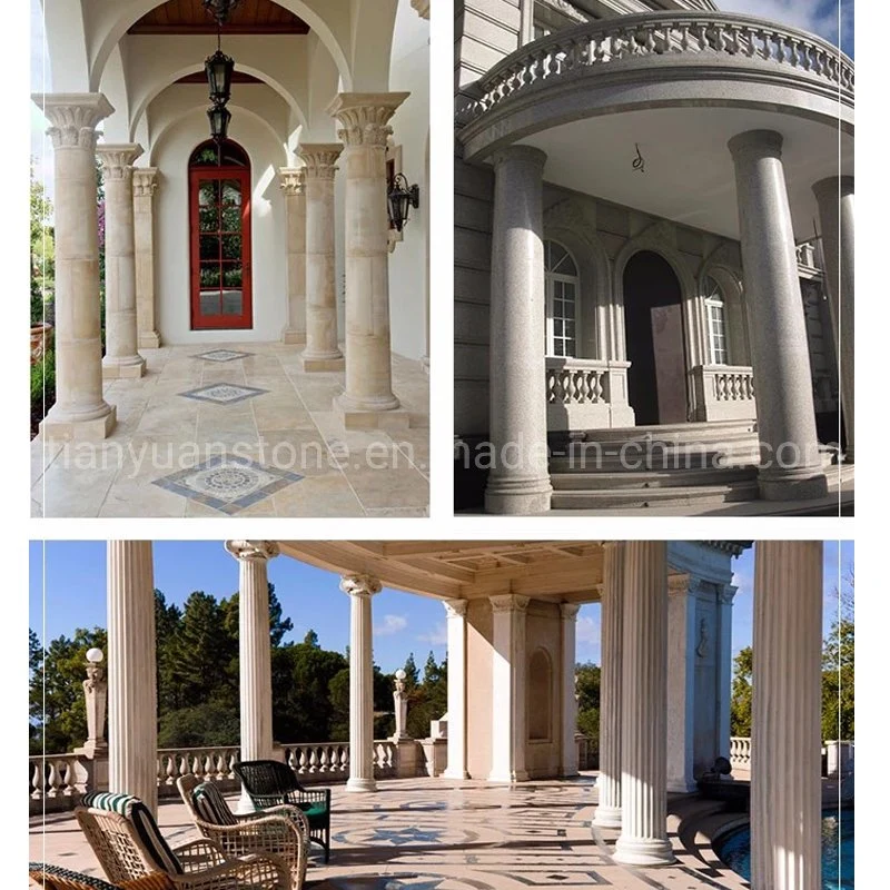 China Black Marble Column Pillar Design for Interior Indoor Marble Column