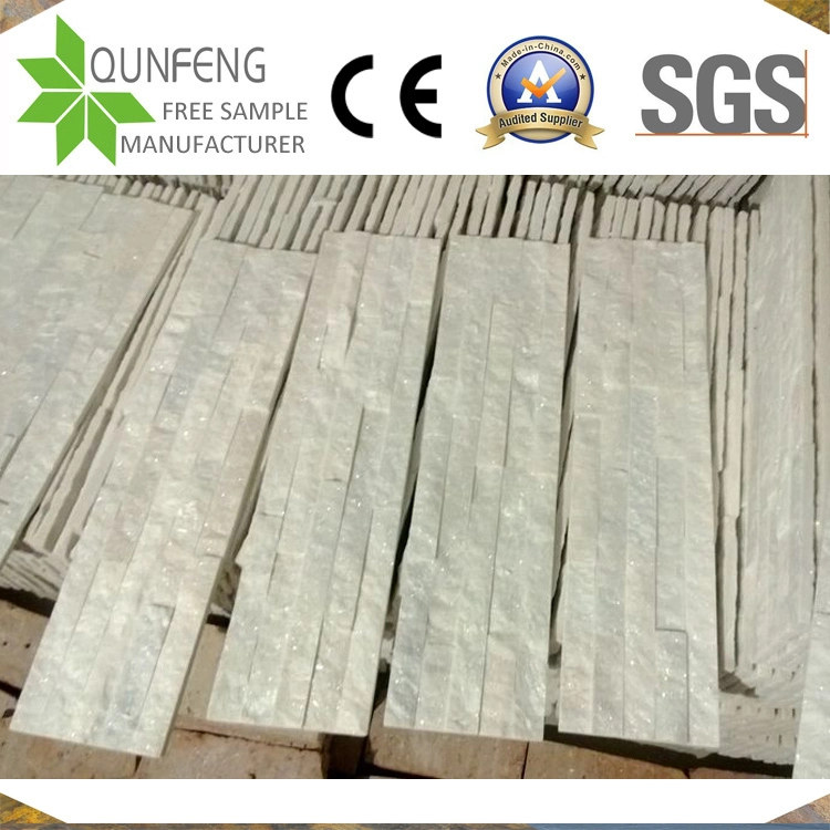 15*60cm Natural Split Face White Culture Stone Quartzite Wall Covering