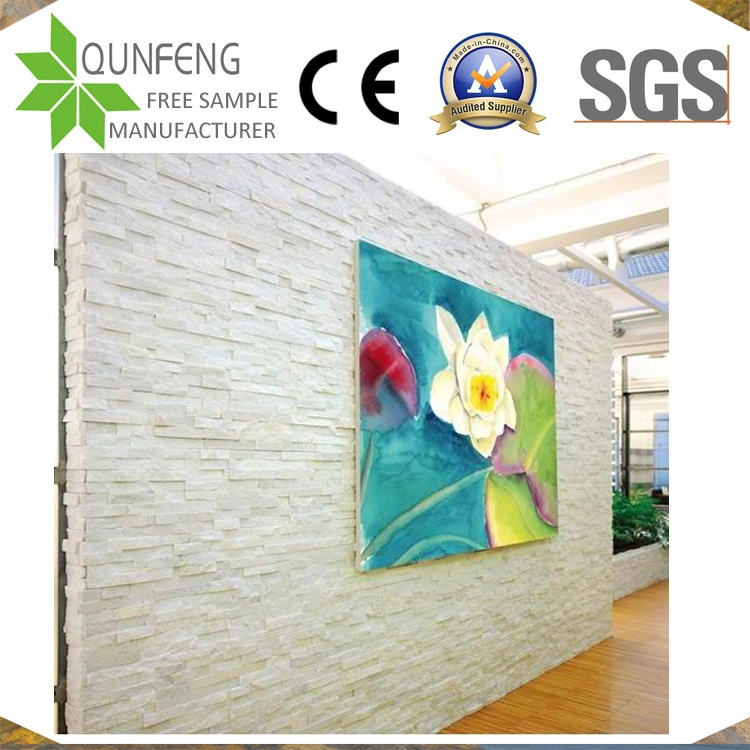 Natural White Stacked Stone Cladding Panel China Quartzite Wall Decoration