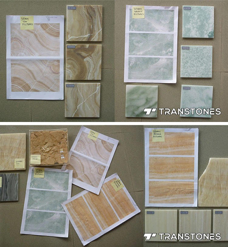 Customized Polished Onyx Stone Translucent Continuous Veins Alabaster Wall Panel