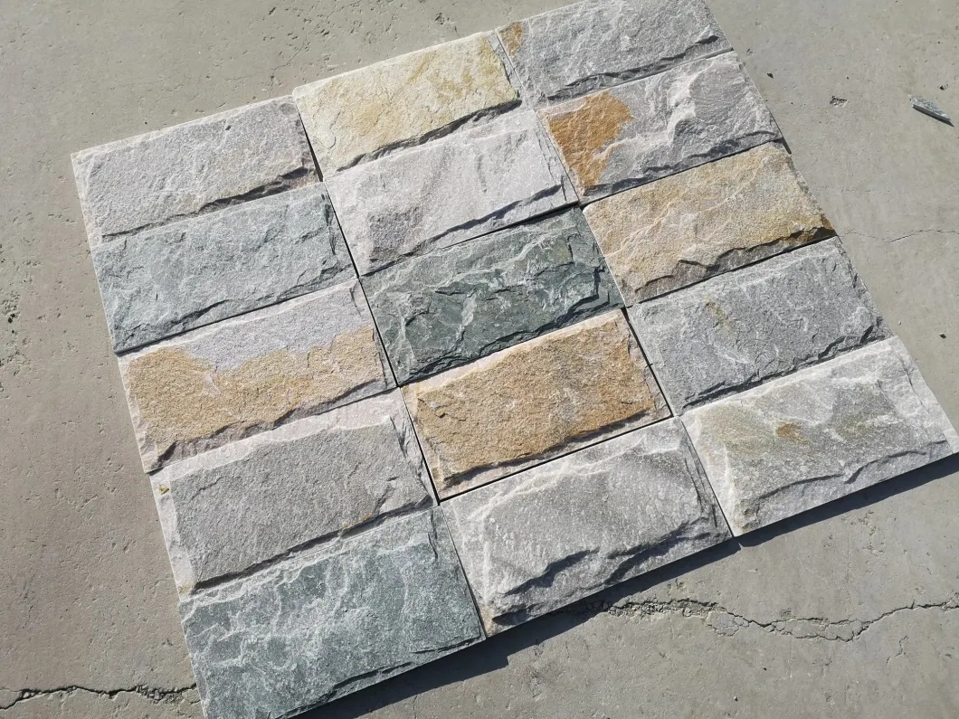 Hebei Beige Slate Mushroom Tiles Stone Wall Facade Mushroom Stone Stone Wall Cladding