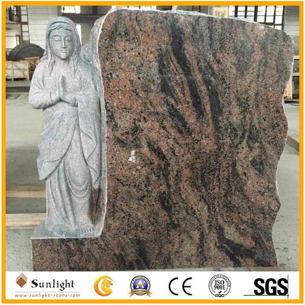 Black White Angel Headstones Granite Marble Angel Heart Black Granite Stone Headstone for Tombstone/Monument/Gravestone