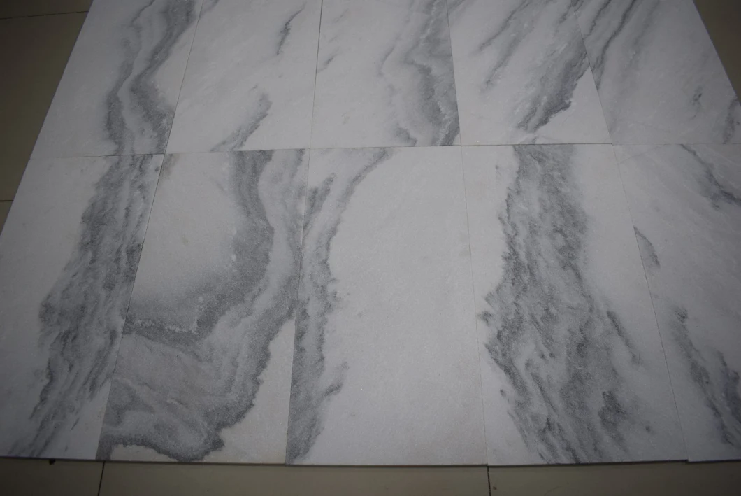 China Natural Shandong Landscape Painting White Bookmatch Marble Stone Slab for TV Background